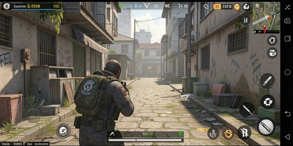 sinte4d - Screenshot dari karakter utama dalam aksi pertempuran.